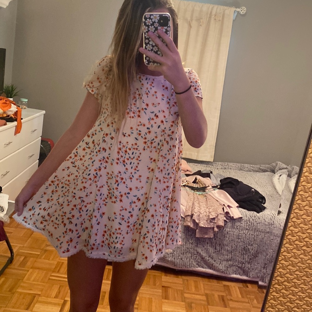 Cream, floral dress